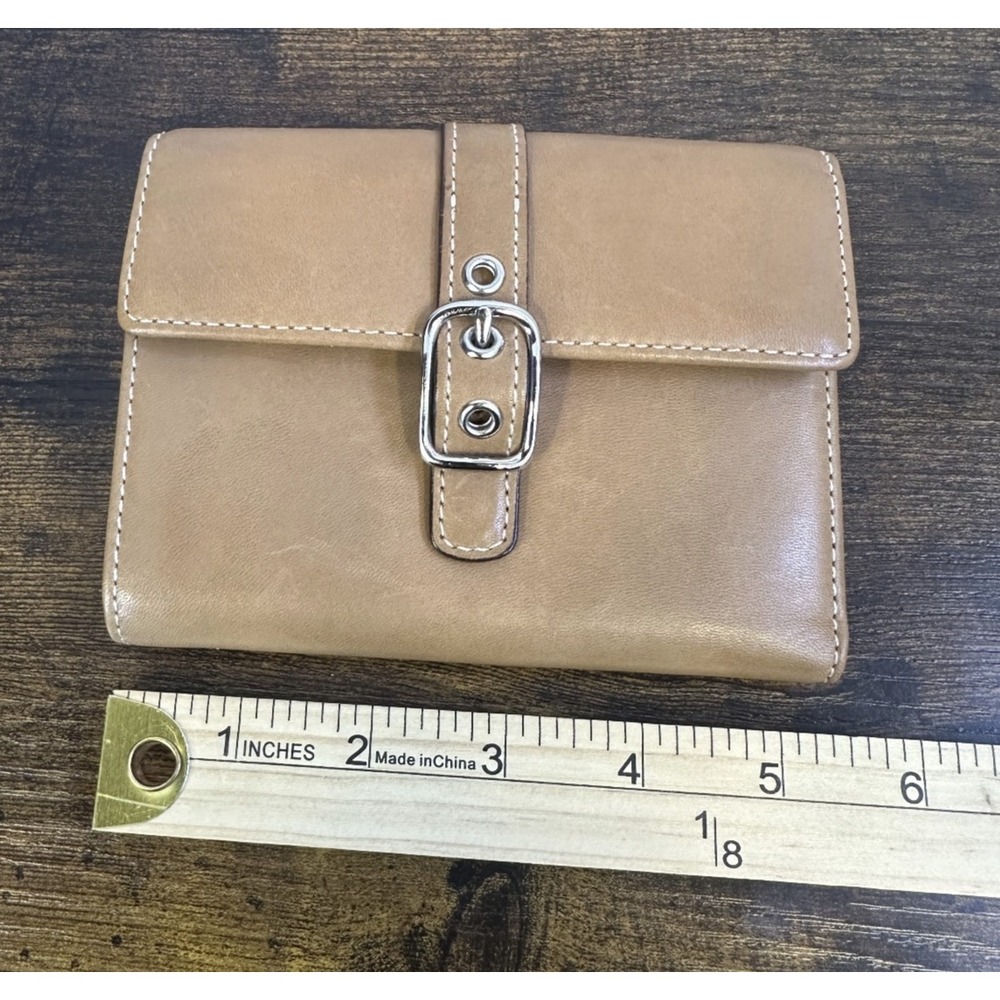 Coach Soho Buckle Trifold Wallet Saddle Brown Leather Deep Red Inner Vintage Y2K - Picture 10 of 16